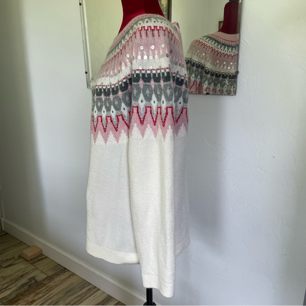 Talbots Acrylic Knit Sweater Pullover Precious Pink Black & Gray Size XL - Picture 5 of 9